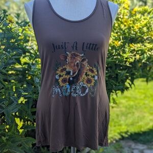 Charming Brown Graphic Tank Top